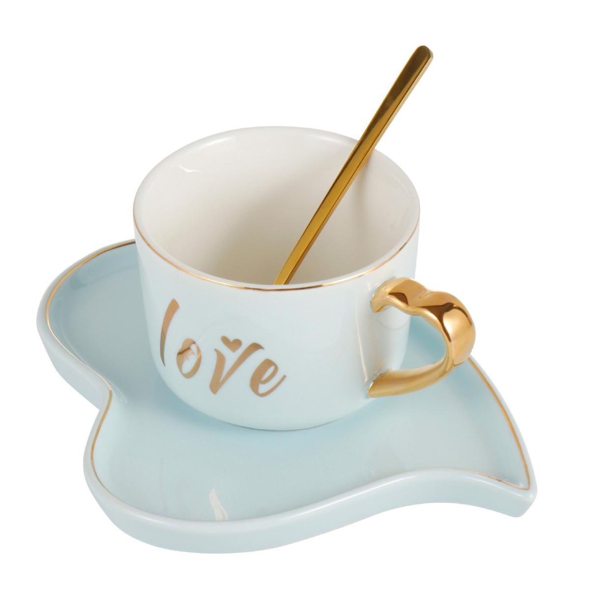 Чашка з ложкою та блюдцем 6909 200 мл Блакитний (4361072) Чашка з ложкою та блюдцем 6909 200 мл Блакитний (4361072)