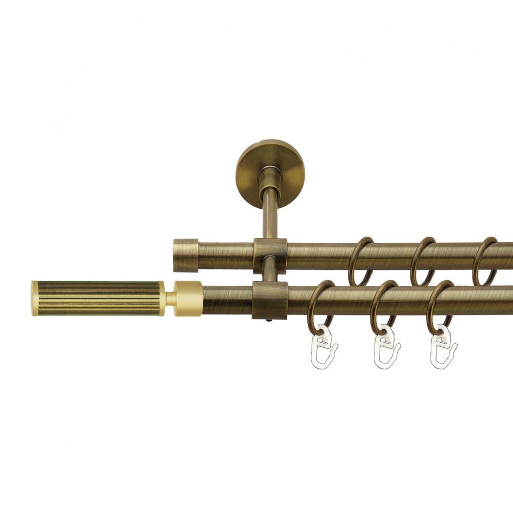 Карниз металлический Orvit Галерия двухрядный закрытый/гладкая труба/кольцо металлическое Антик 16/16 мм 160 см (7329387)