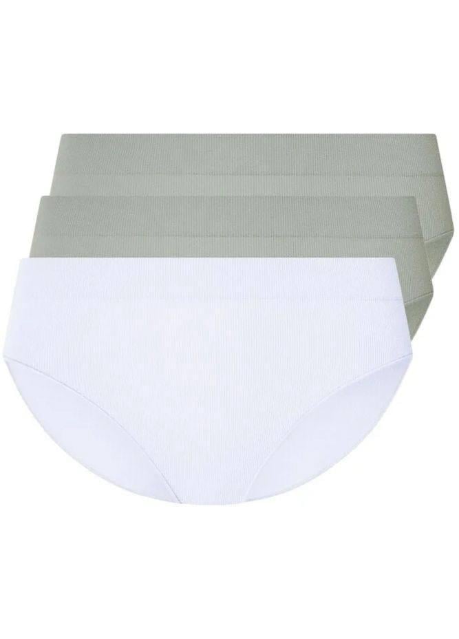 Набір жіночих трусів-сліпів Esmara в рубчик безшовні М/S 3 шт. Зелений/Білий