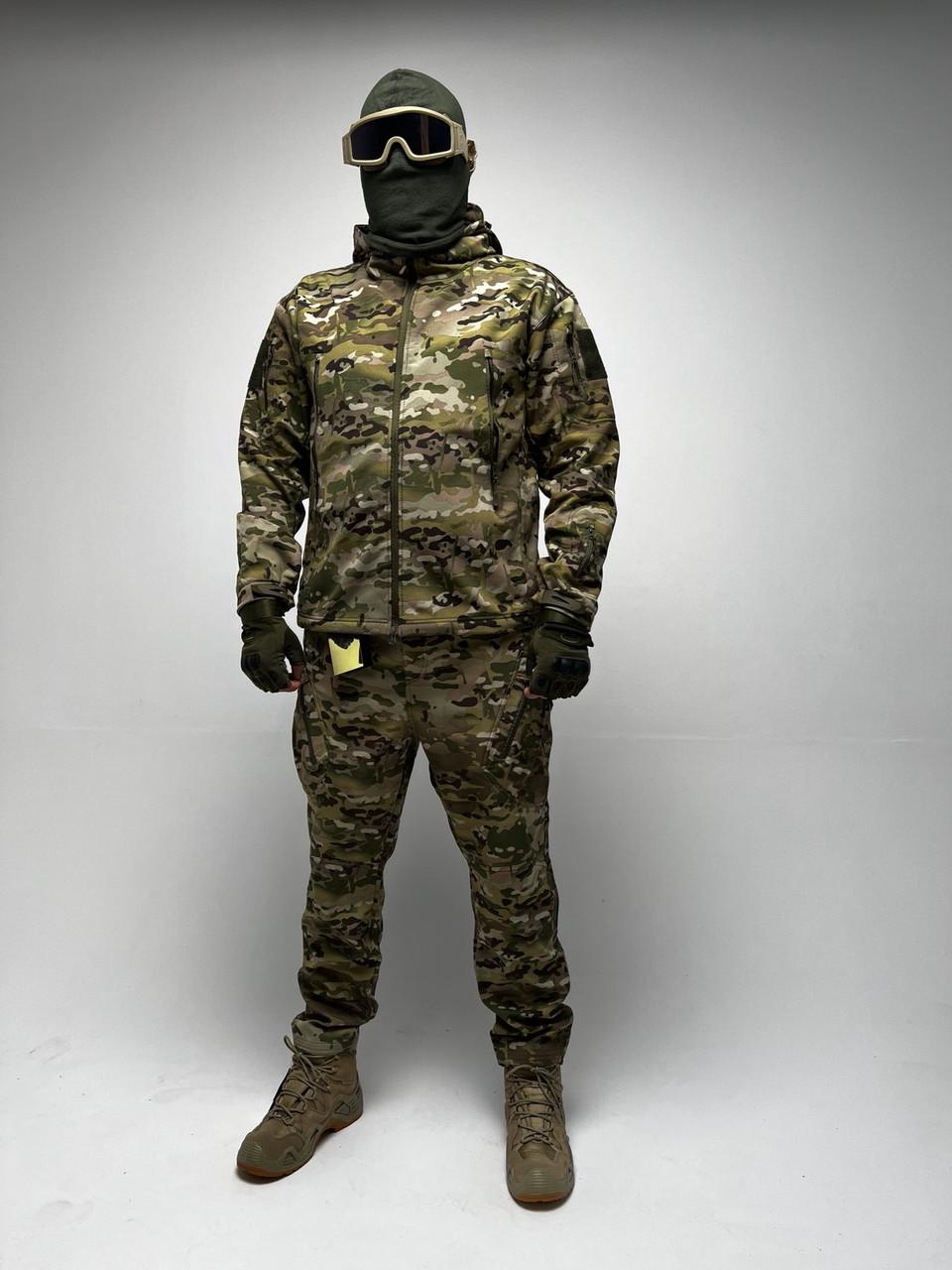 Куртка военная зимняя Softshell S Зеленый мультикам