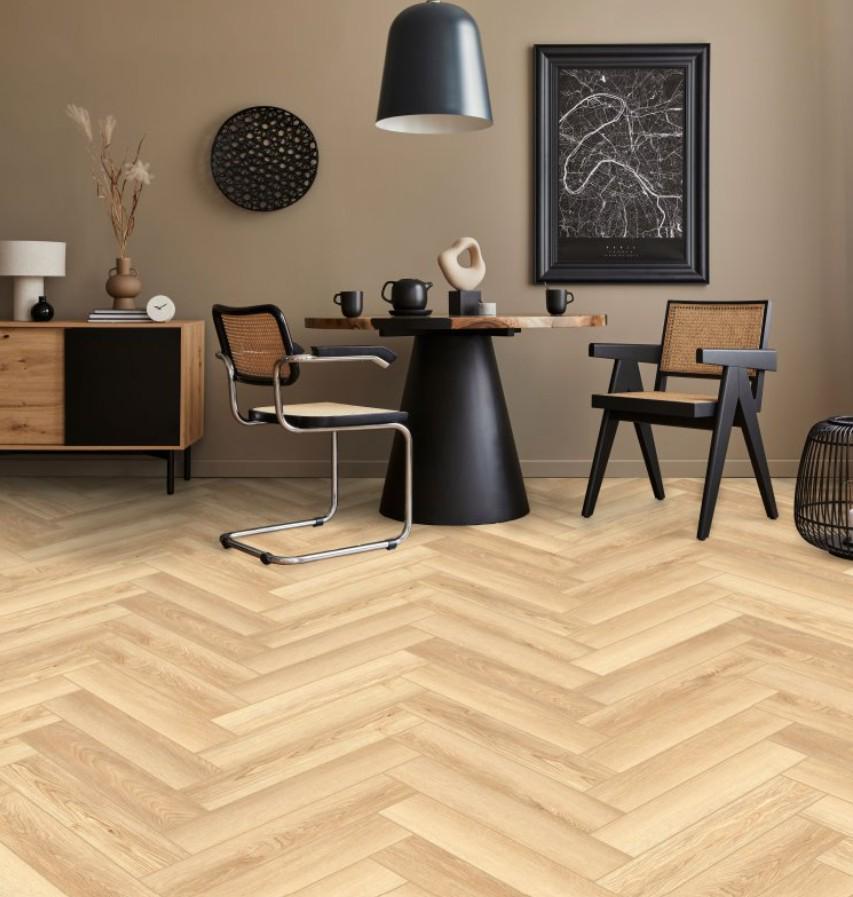 Ламінат вініловий SPC LVT Aberhof Carmelita англійська ялинка 2594 з підкладкою (29784695)