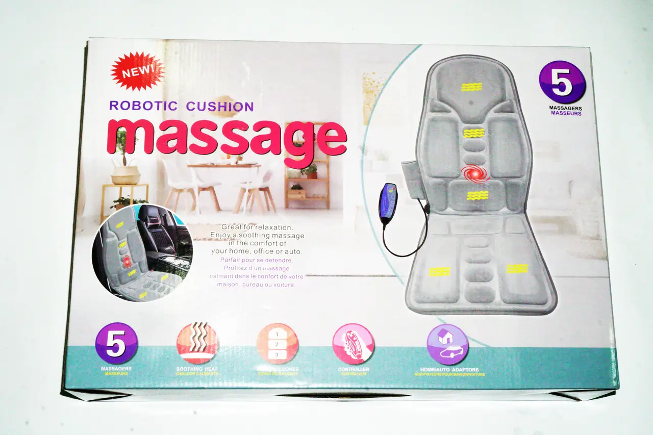 Массажная накидка кресло в авто Massage Robotic Cushion с подогревом Серый - фото 21