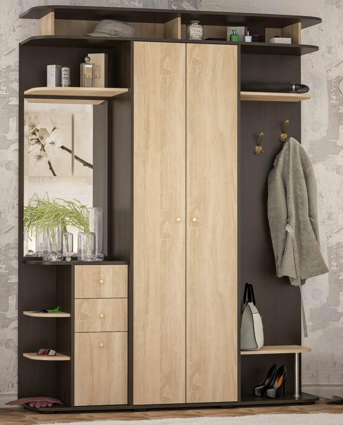 Прихожая с зеркалом Мебель-Сервис Блюз 169,5х46х220 см Венге темный/Дуб самоа (26856970) Прихожая с зеркалом Мебель-Сервис Блюз 169,5х46х220 см Венге темный/Дуб самоа (26856970)