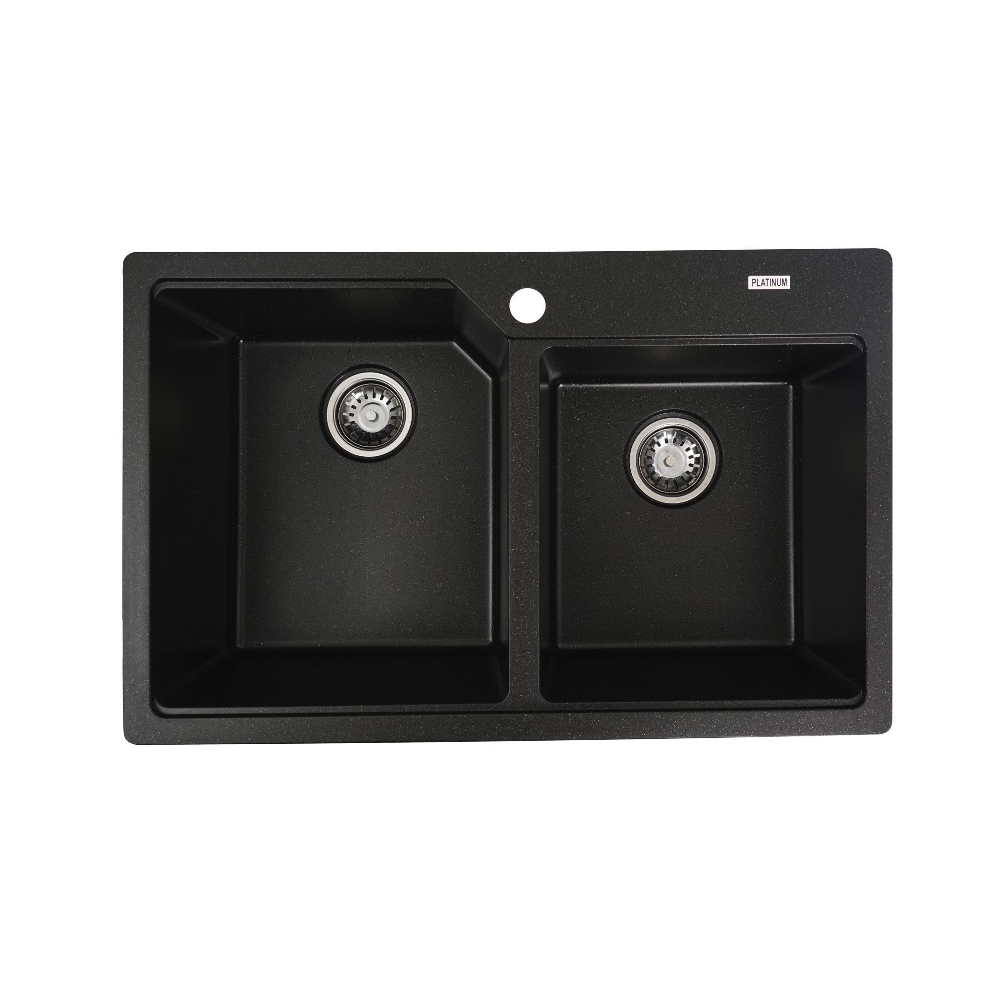 Мойка для кухни гранитная Platinum 7850 HARMONY матовая Черный металлик