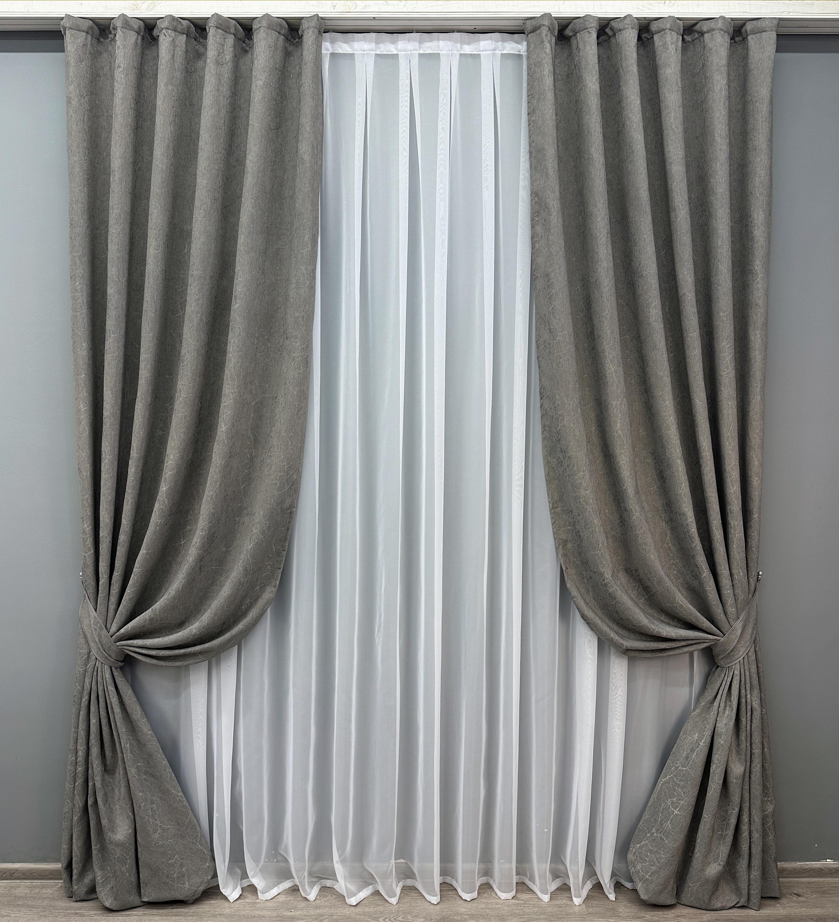 Комплект штор VR-Textil Жакард Viva Marmo № 1788ш 150х270 см 2 шт. Серый (33-0746)