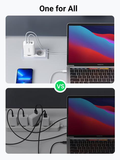 Зарядное устройство для Ugreen 65W (2xType-C+USB QC3.0) Fast Charger - фото 4 Зарядное устройство для Ugreen 65W (2xType-C+USB QC3.0) Fast Charger - фото 4