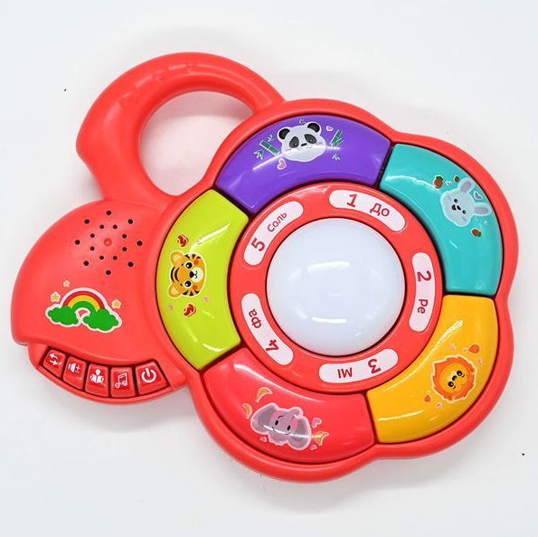 Музична квітка 3WToys 4771 українською мовою казки вірші пісні мелодії підсвічування ноти літери в коробці