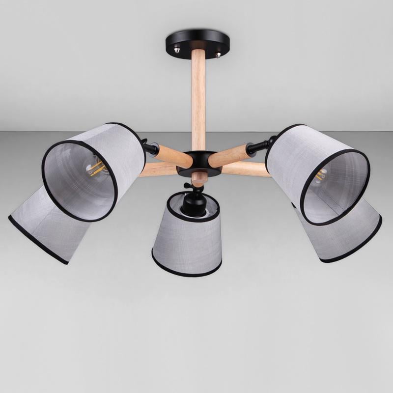 Потолочная люстра с абажуром Light House DL-18299/5 Черный/Бежевый/Серый