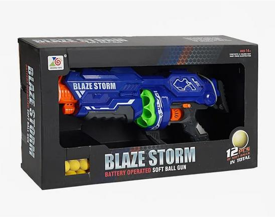 Іграшка автомат дитяча 12 м'яких набоїв звук на батарейках в коробці (ZC 7116)