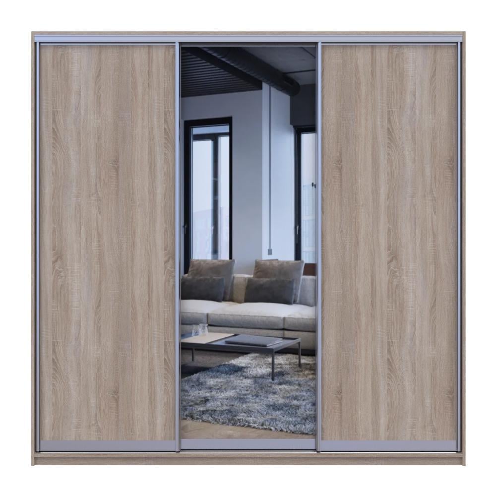 Шкаф-купе трехдверный Doros Сити Лайт 1 зеркало 225х60х225 см Дуб сонома - фото 3 Шкаф-купе трехдверный Doros Сити Лайт 1 зеркало 225х60х225 см Дуб сонома - фото 3