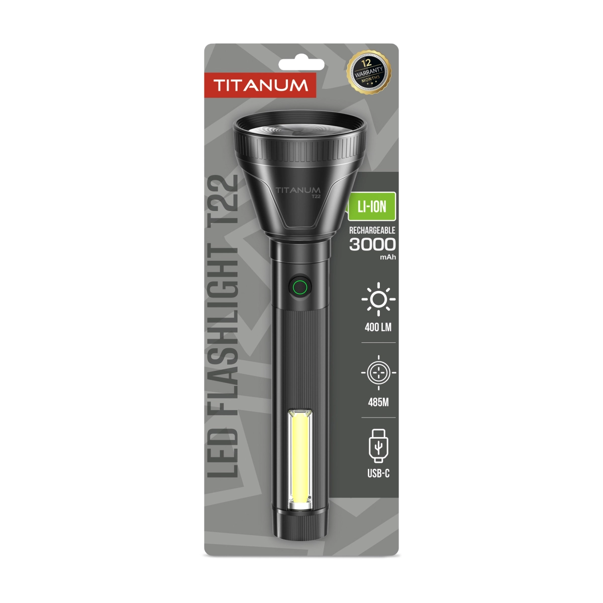 Фонарик портативный светодиодный TITANUM TLF-T22 400Lm Black (28736)