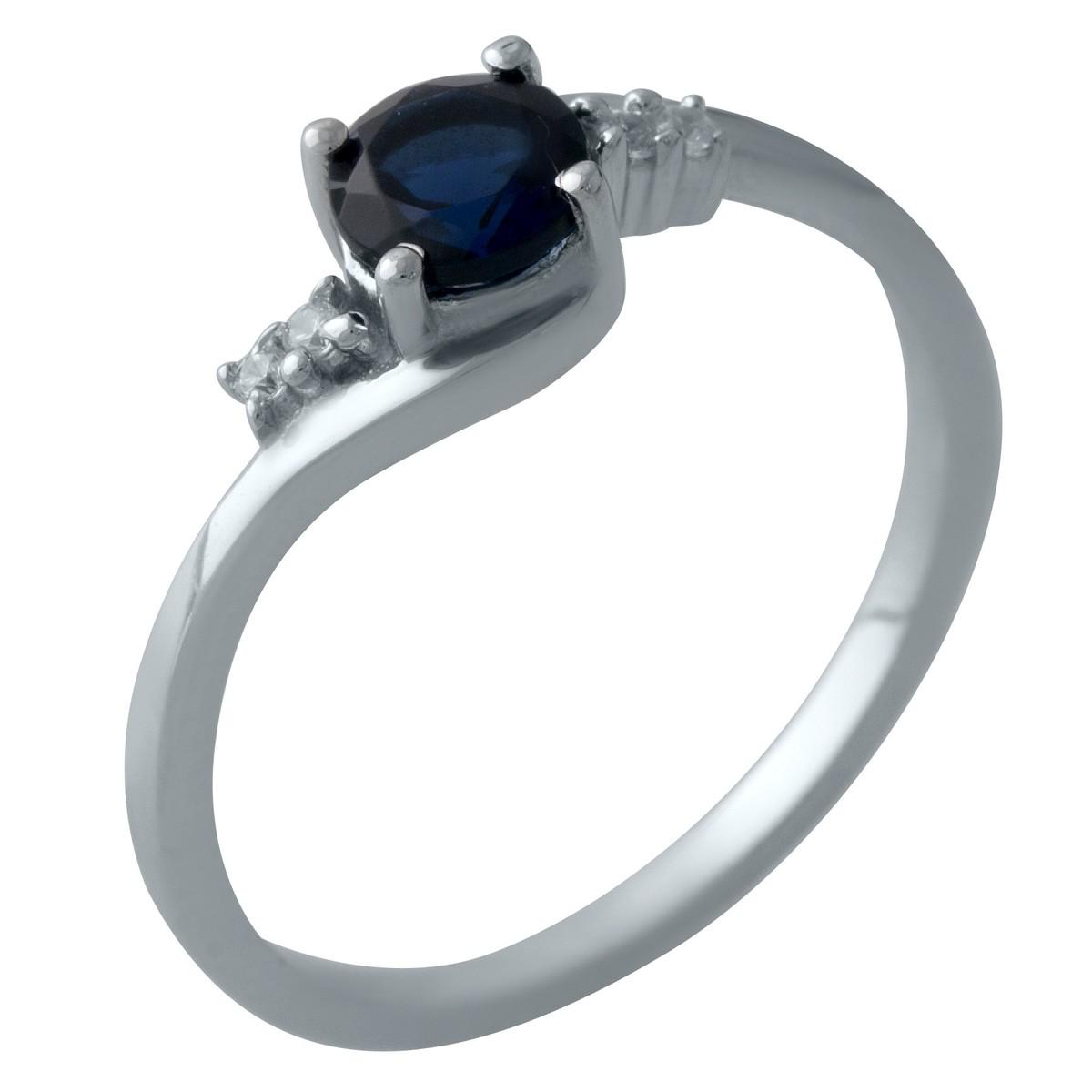 Кольцо серебряное с сапфиром nano 0,432 ct 1,65 г р. 17 (2007067)