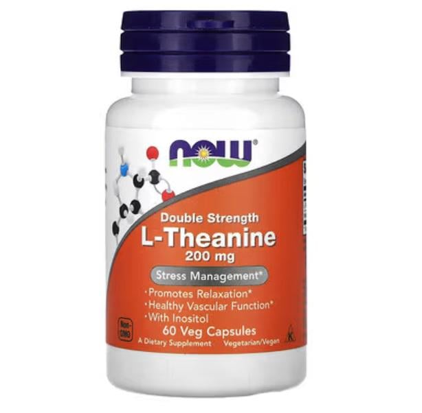 Амінокислота Теанін NOW THEANINE 200 мг 60 кап.