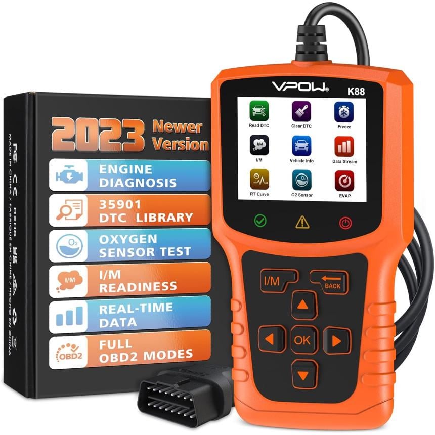 Считыватель кодов сканера OBD2 VPOW K88 PRO для всех автомобилей с OBDII Orange