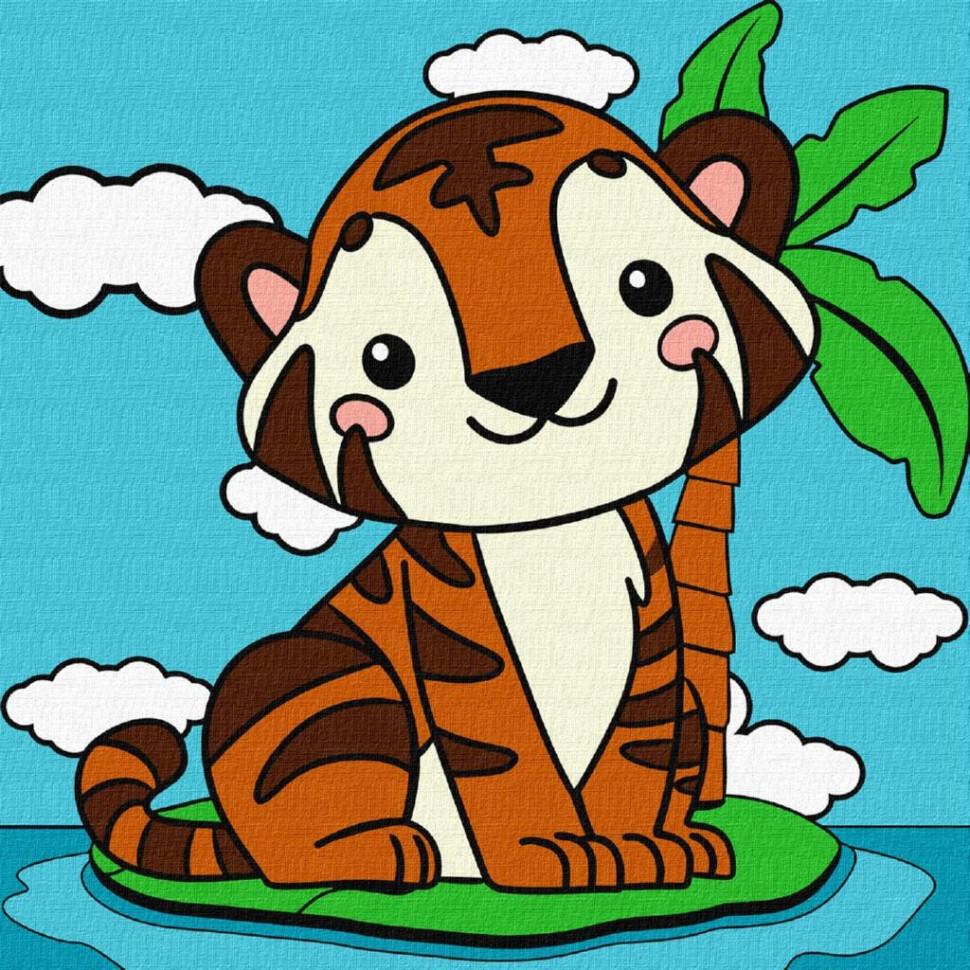Картина по номерам Ideyka Милый тигренок 25x25 см (KHO9068)
