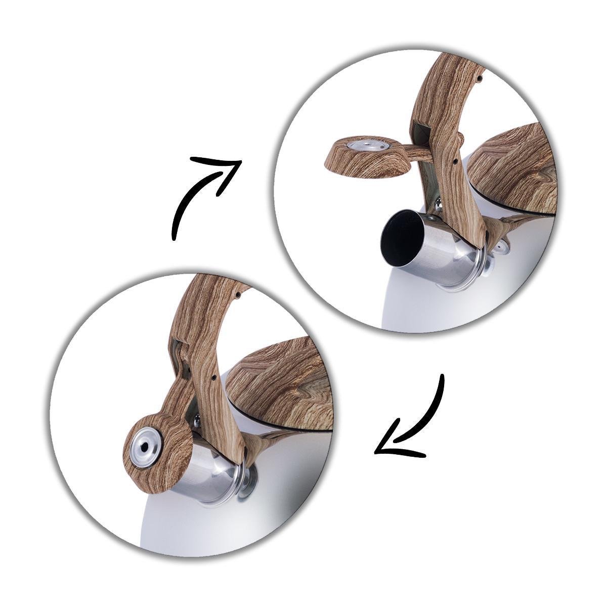 Чайник Kamille Vizo из нержавеющей стали со свистком для индукции и газа 2,7 л Cтальной с коричневой ручкой - фото 7 Чайник Kamille Vizo из нержавеющей стали со свистком для индукции и газа 2,7 л Cтальной с коричневой ручкой - фото 7