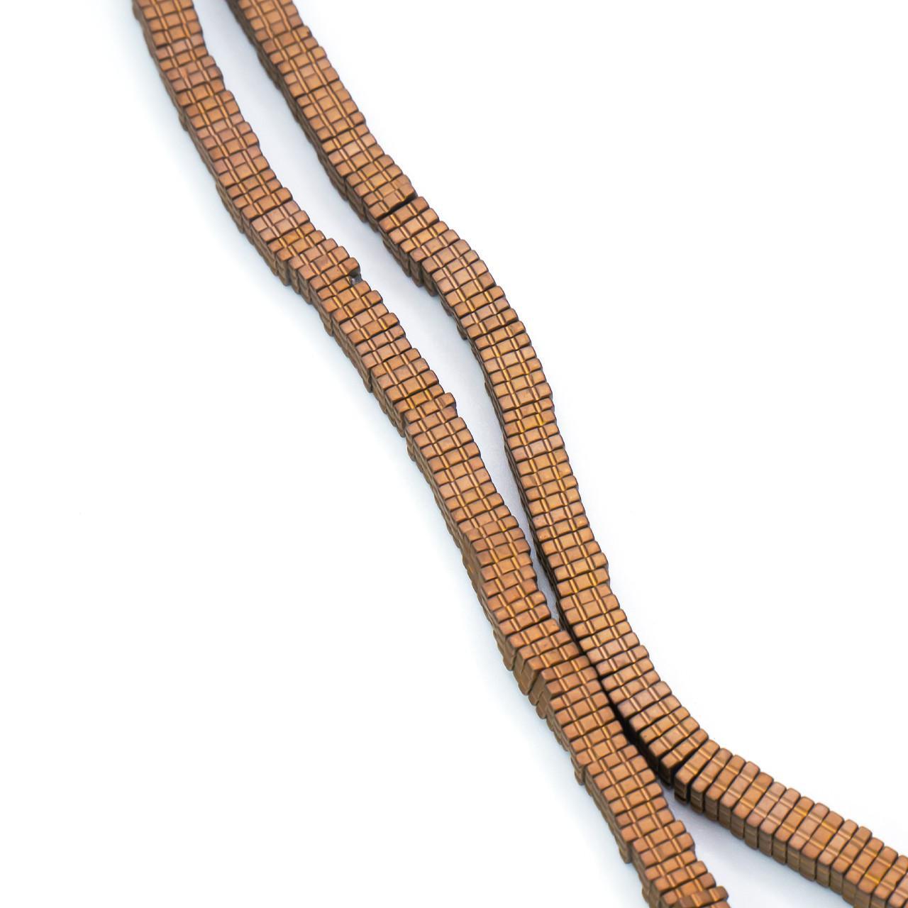 Бусины Квадрат Гематит 4х1 мм 40 см 330 шт. Коричневый (БГ0401д08)