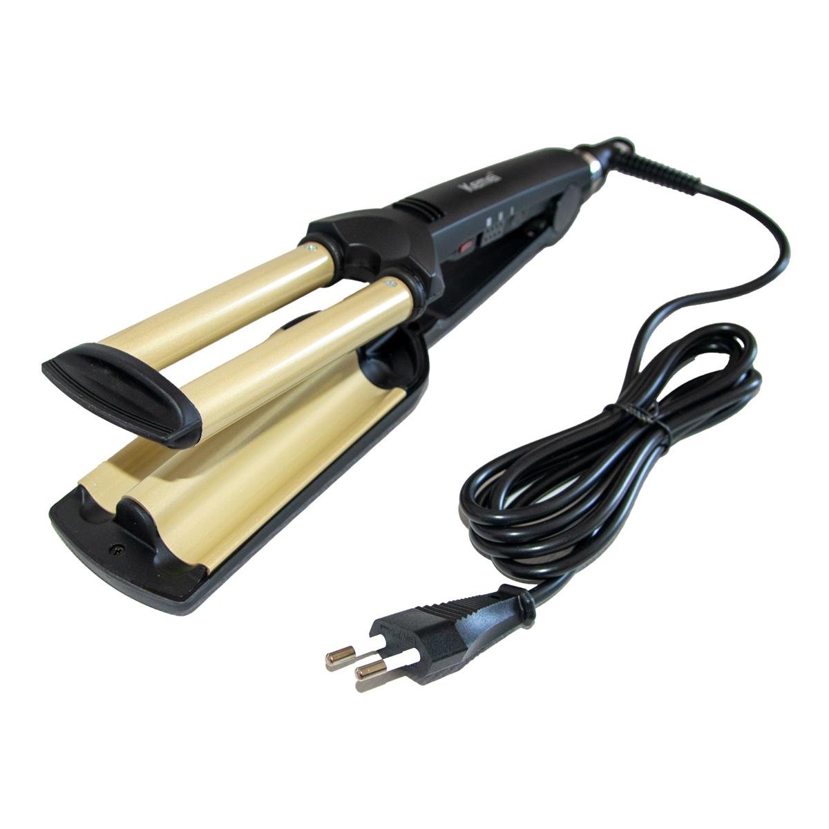 Плойка для волосся потрійна Kemei KM-2022 55W Чорно-золотий (1010069-Other-2) - фото 2 Плойка для волосся потрійна Kemei KM-2022 55W Чорно-золотий (1010069-Other-2) - фото 2