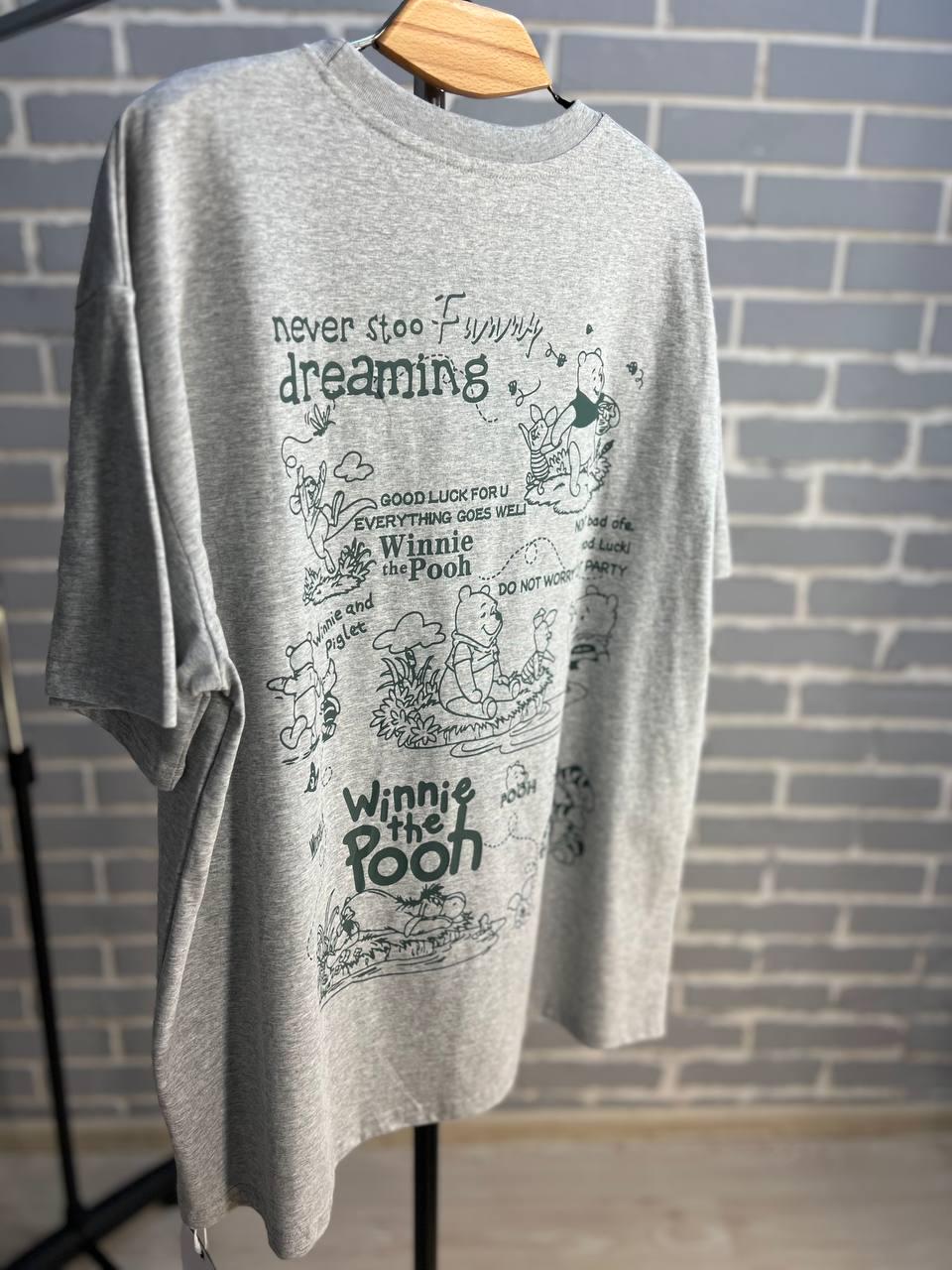 Футболка женская A-N 2321 свободного кроя Винни-пух OS Серый (1354)