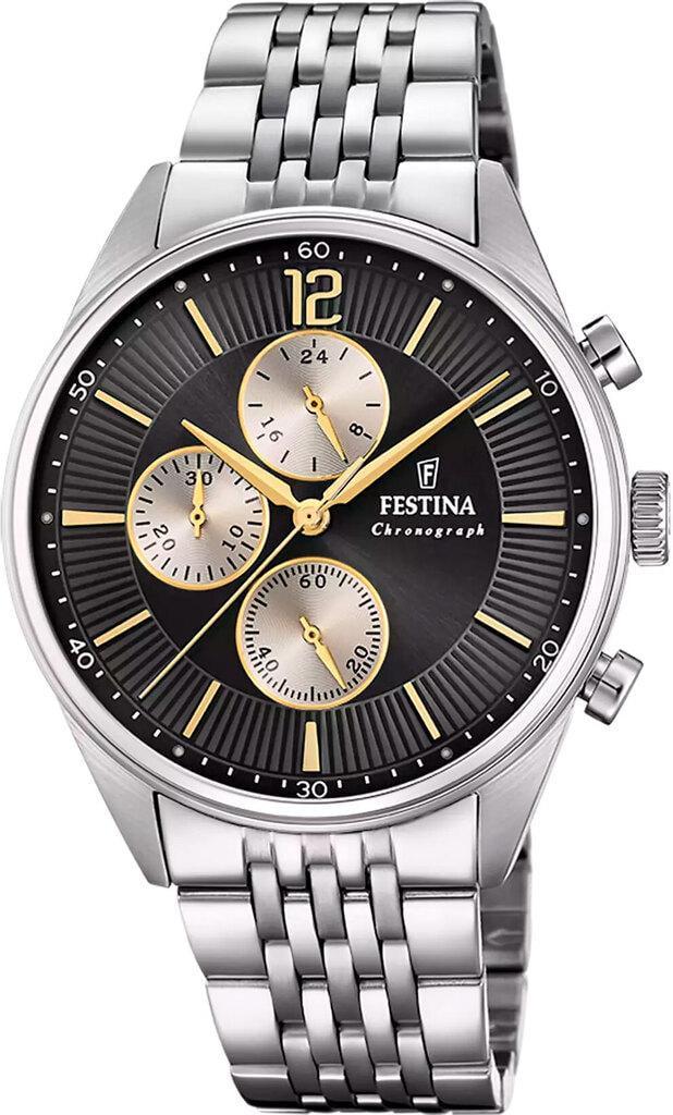 Наручные часы мужские Festina F20285/A Timeless Chronograph со стальным корпусом WR 50 м и черным циферблатом