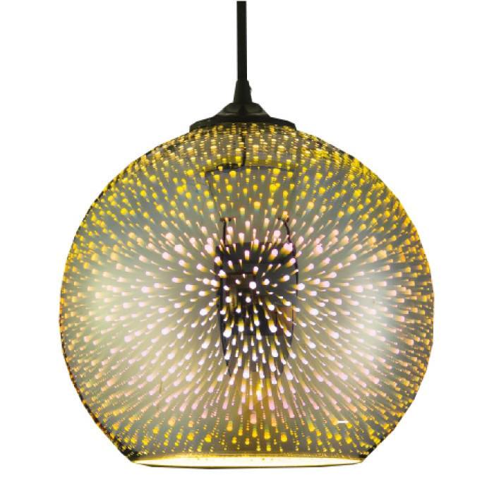 Светильник подвесной Quantum Е27 Horoz Electric 3D-эффект хром круглый Светильник подвесной Quantum Е27 Horoz Electric 3D-эффект хром круглый