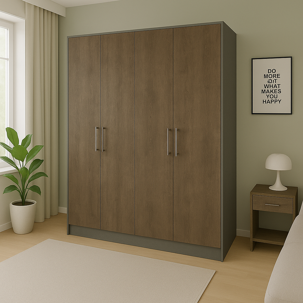 Шкаф распашной ШР4 SENAM 2500х1300х450 мм корпус ДСП Серый Камень фасад ДСП Дуб Винтаж Оксид (ШР4.25.45.13.6)