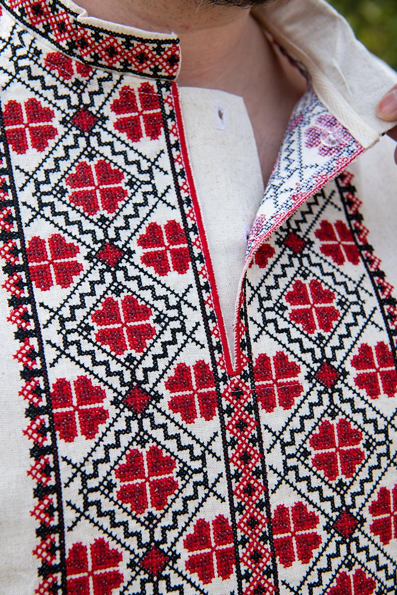 Вышиванка мужская льняная с длинным рукавом 5XL Бежевый (2567602949) - фото 2 Вышиванка мужская льняная с длинным рукавом 5XL Бежевый (2567602949) - фото 2