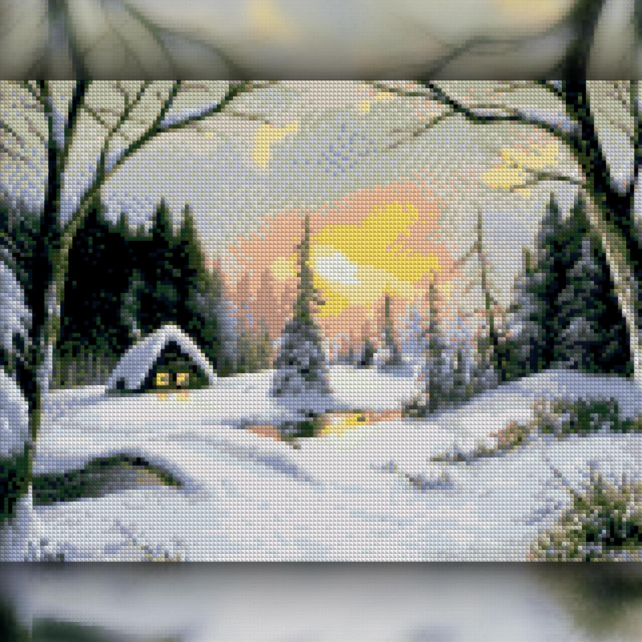 Алмазная мозаика на подрамнике The Wortex Diamonds Снежная зима 40x50 см (TWD30055L+P)