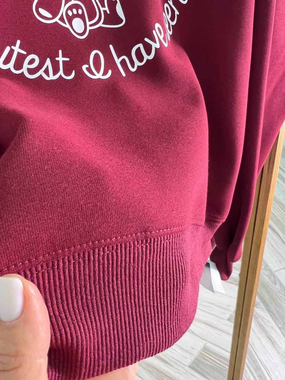 Світшот жіночий A-N 25057 з малюнком ведмедиком попереду середньої довжини комфорт OS Бордовий (3340) - фото 8 Світшот жіночий A-N 25057 з малюнком ведмедиком попереду середньої довжини комфорт OS Бордовий (3340) - фото 8