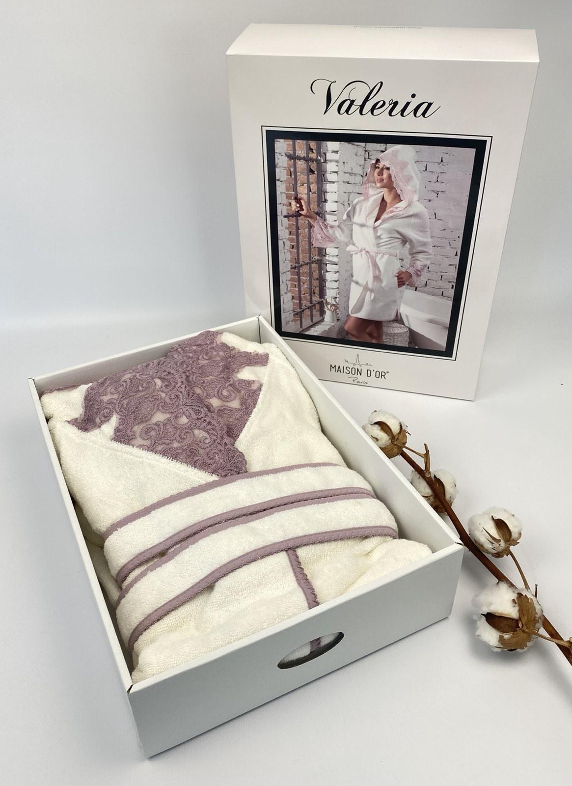 Халат женский Maison D'or Valeria L Ecru/Dark Lilac (CN18848)