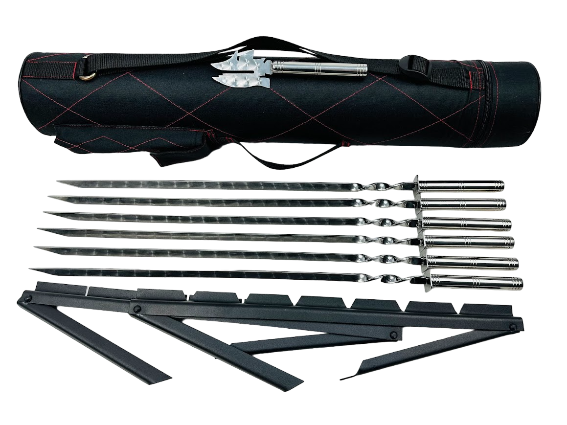 Набір подарункових шампурів Класик в тубусі з мангалом-рамкою 9 пр. (106-10-NB-2239)