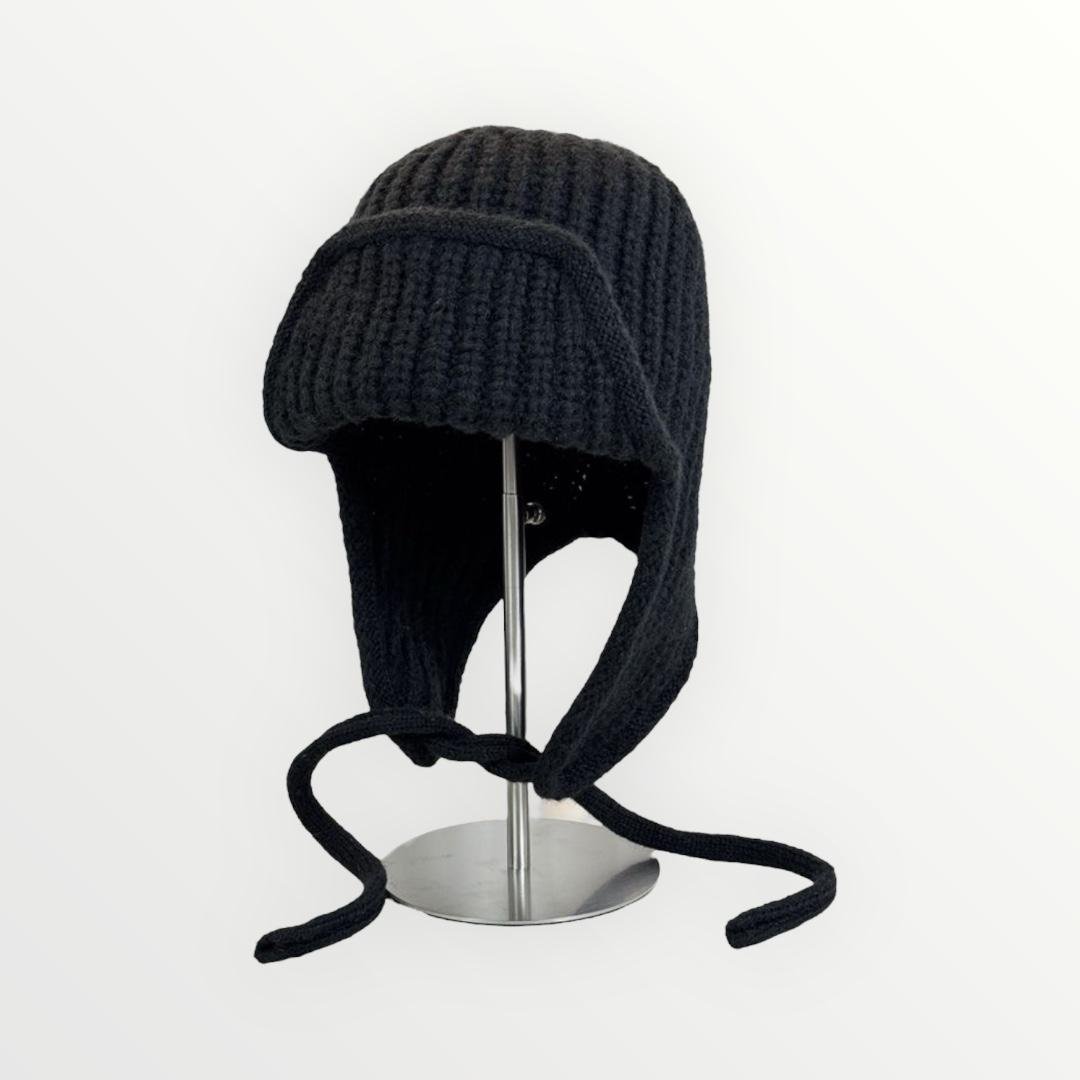 Шапка вушанка в'язана ангорова унісекс One size Чорний (01495) - фото 1