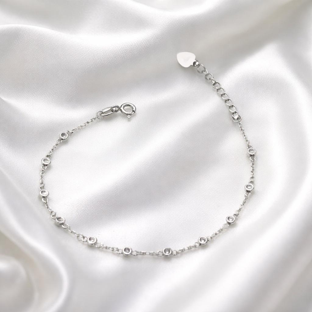 Браслет срібний з мініатюрними вставками по всій довжині р. 17-20 см