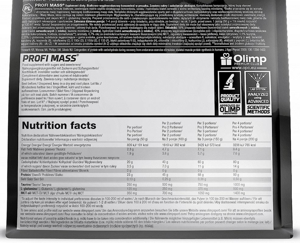 Гейнер Olimp Nutrition Profi Mass 1000 g /20 servings/ Vanilla - фото 2