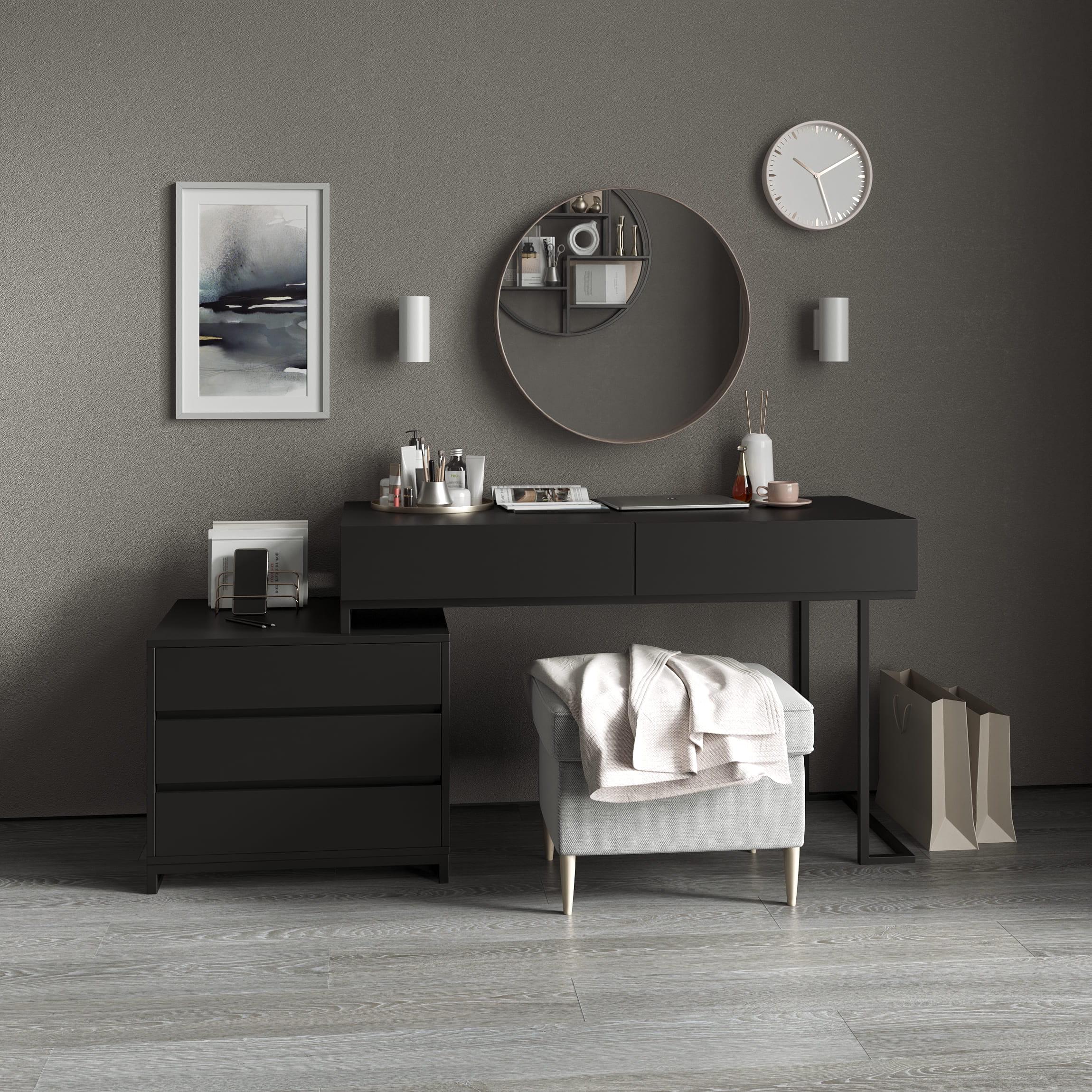 Письменный стол с тумбой и ящиками в стиле лофт Черный (380216)