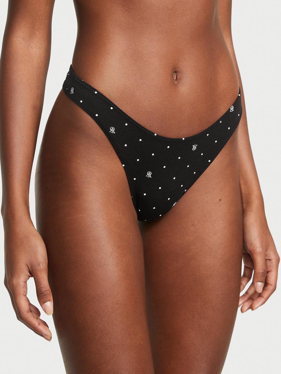 Трусики женские Victoria's Secret Stretch Cotton High-Leg Scoop Thong S Черный (2197631908)