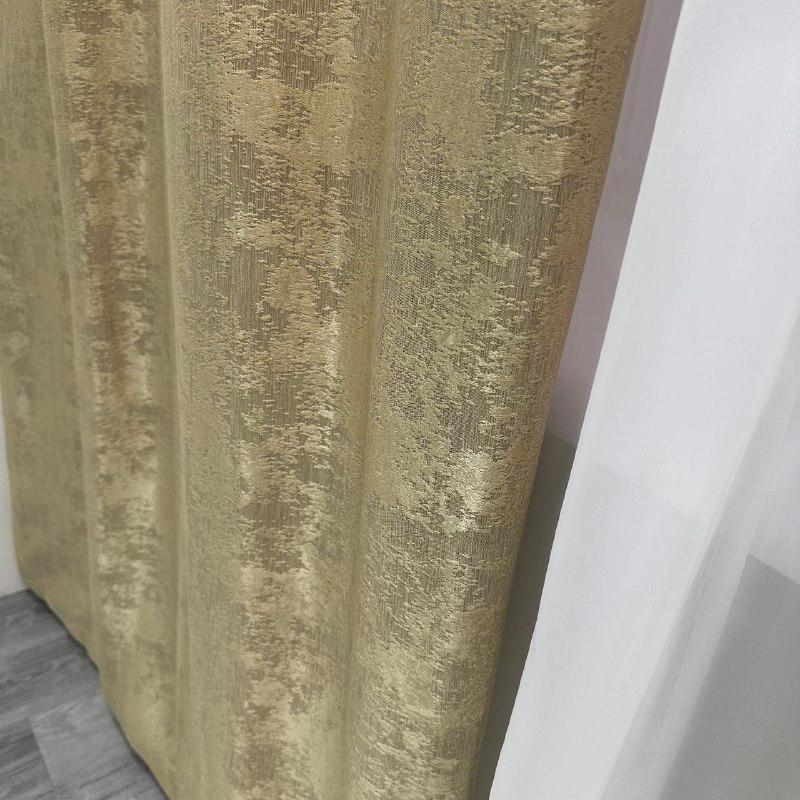 Шторы жаккардовые с мраморным узором среднее затемнение 1,5x2,7 м 2 шт. Золотой (К1039-12) - фото 8 Шторы жаккардовые с мраморным узором среднее затемнение 1,5x2,7 м 2 шт. Золотой (К1039-12) - фото 8