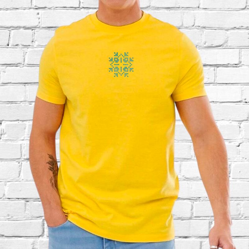 Футболка чоловіча етно з вишивкою 01-4 2XL Жовтий (809726-18-6)