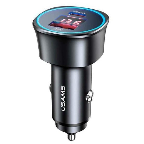 Автомобильный адаптер USAMS Dual Ports Digital Display Fast Car Charger US-CC146 C26 1 USB/1Type-C