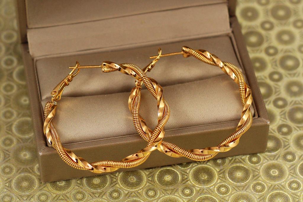 Серьги кольца Хuping Jewelry Трос 4 см Золотистый (33560140)