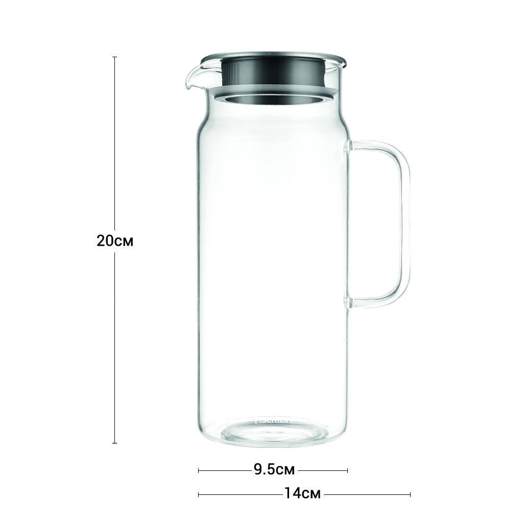 Кувшин для напитков Fissman Giorno 14x9,5 см 1000 мл с крышкой из стекла (6437) - фото 4 Кувшин для напитков Fissman Giorno 14x9,5 см 1000 мл с крышкой из стекла (6437) - фото 4