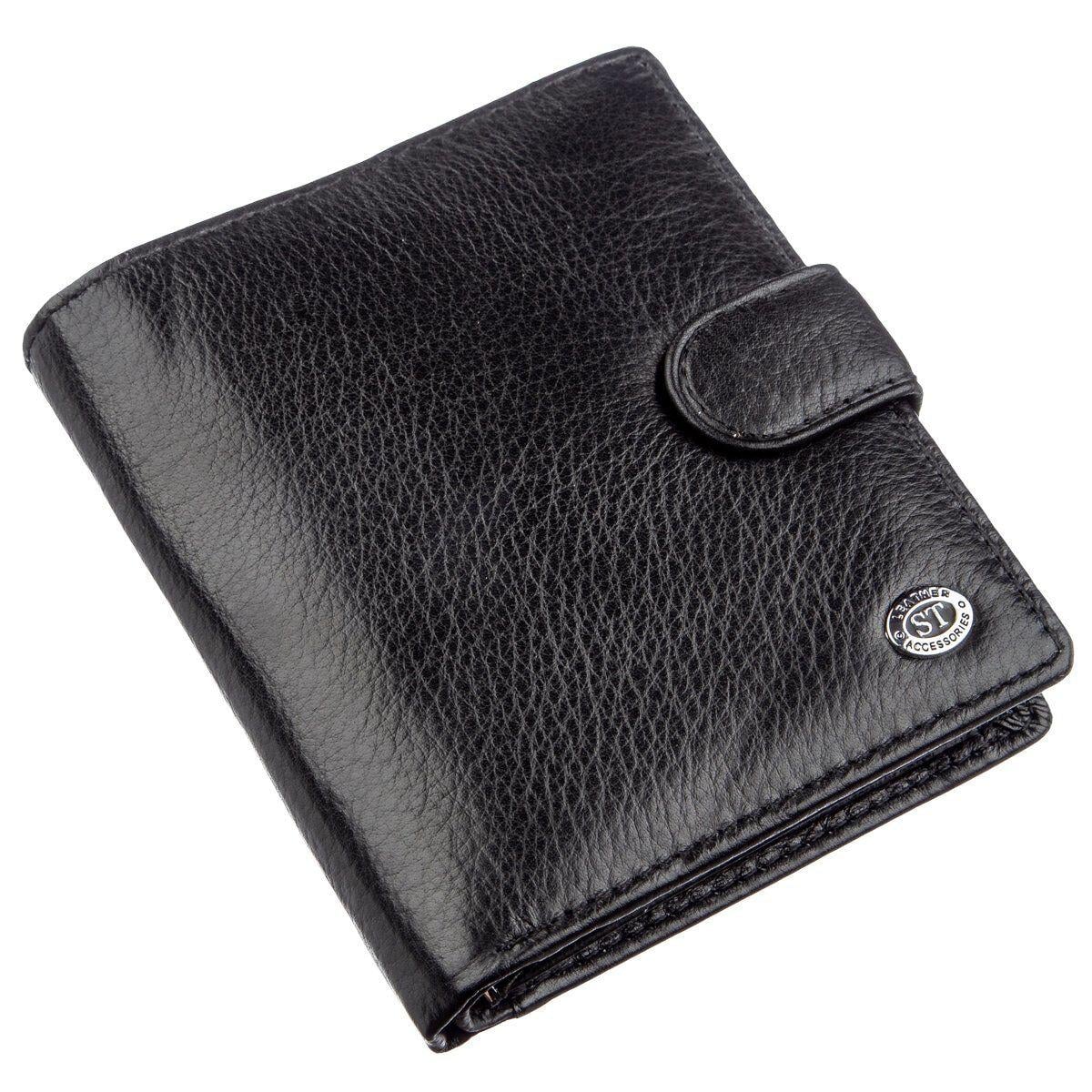Кошелек мужской кожаный небольшой ST Leather 18832 на кнопке Черный (168-136-18832) Кошелек мужской кожаный небольшой ST Leather 18832 на кнопке Черный (168-136-18832)