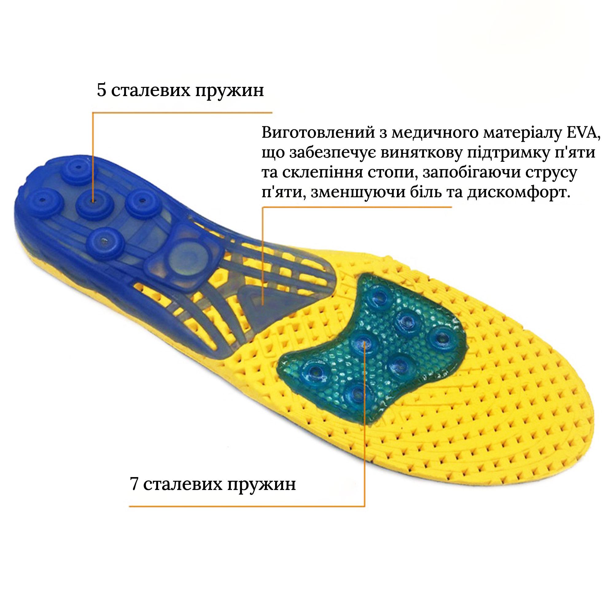 Устілки амортизаційні з каркасною підтримкою стопи для занять спортом р. 36,5-41 регульований 23-26 см Синій (S-56 №1) - фото 2