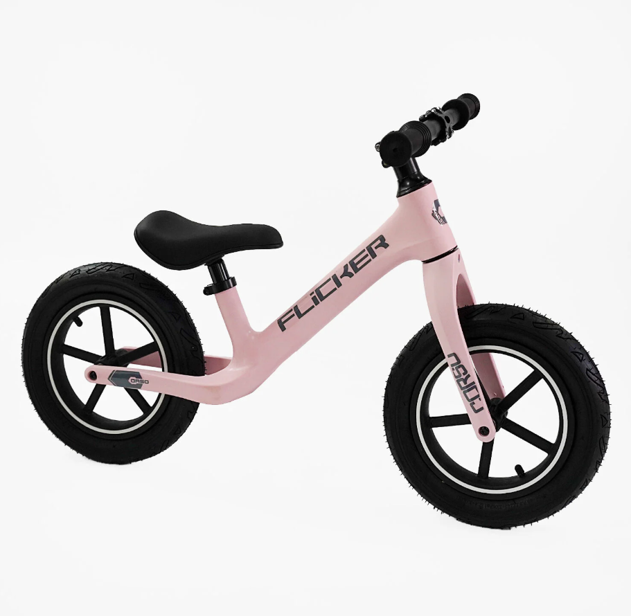 Беговел Corso нейлоновая рама нейлоновая вилка надувные колеса 12" Розовый (FL-0597-64)