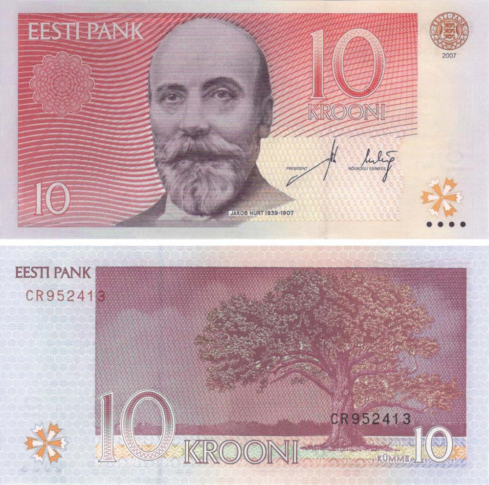 Коллекционная банкнота Эстония 10 крон 2007 UNC P86 (Б09276)