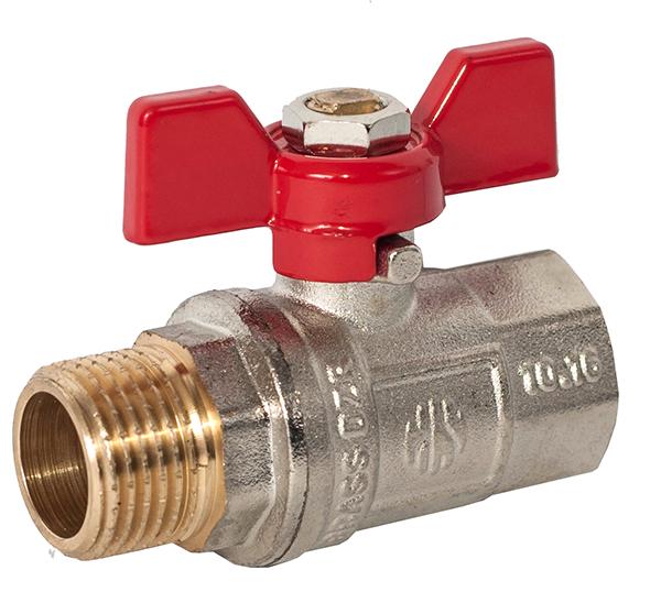 Кран шаровой ASСO 1/2" ЗВ PN40 бабочка с проточкой Красный (RS-NP-RB11)