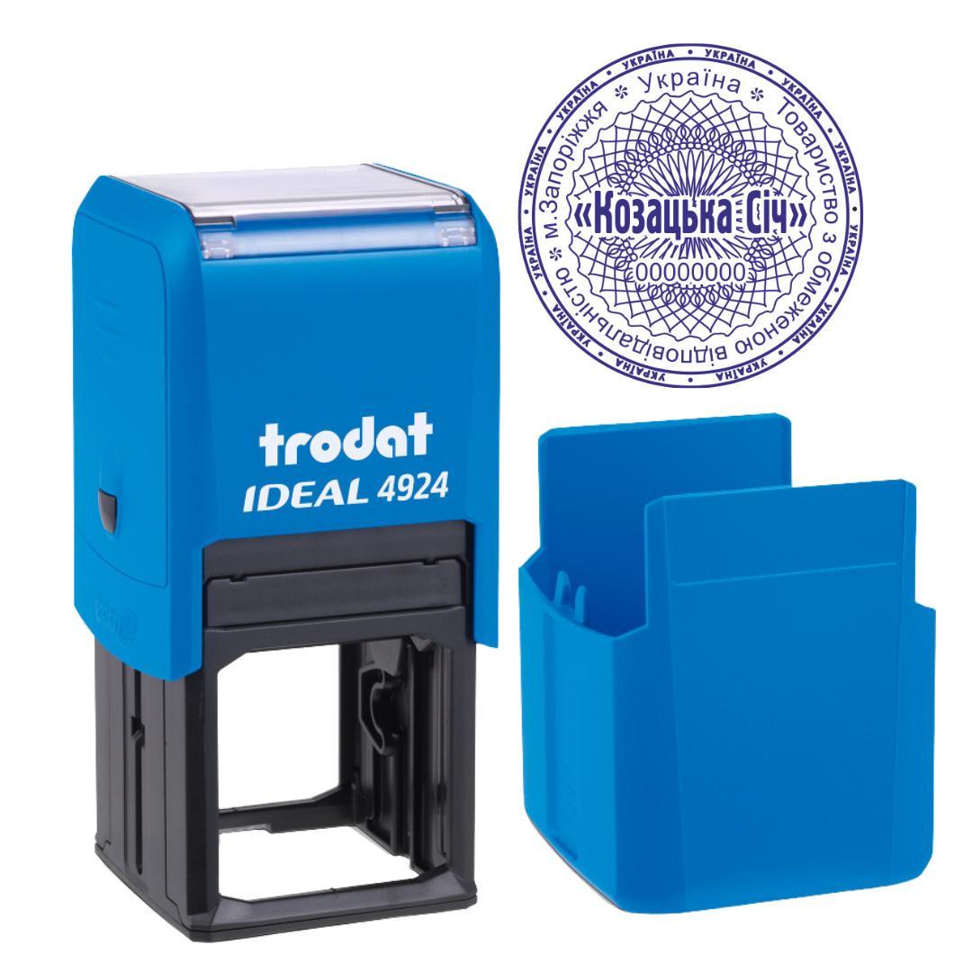 Печать ТОВ на автоматическом оснащении Trodat 4924 d 40 мм с колпачком Голубой (ООО2/4924/BU)
