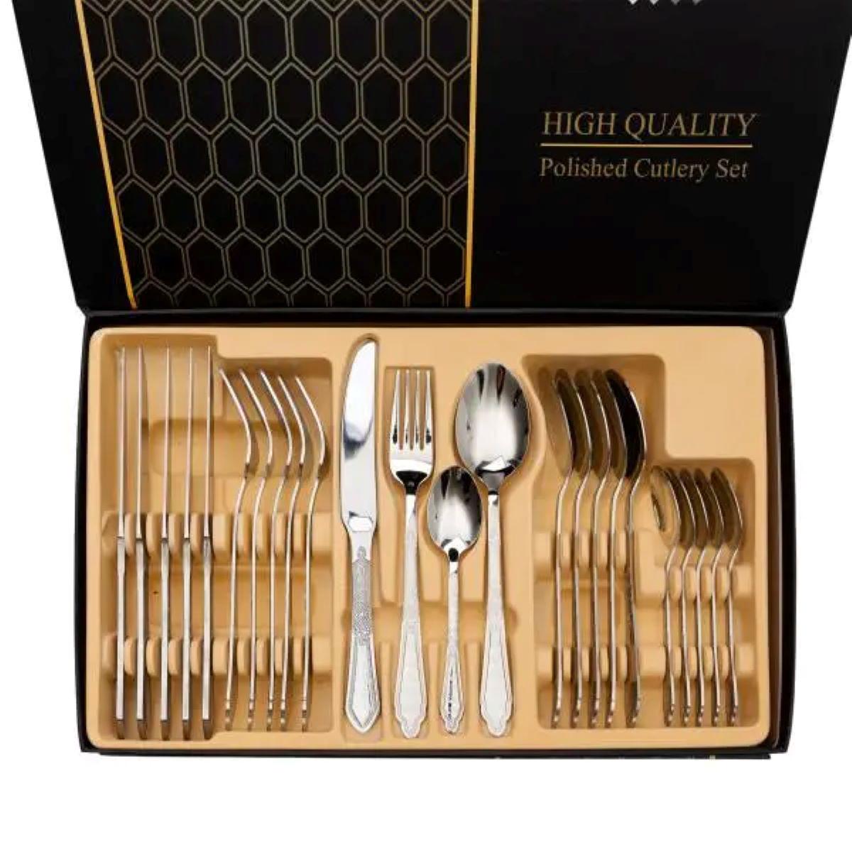 Набор столовых приборов на 6 персон 24 предмета Серебреный (25905615) - фото 4