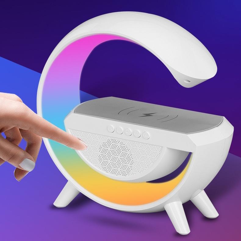 Колонка Bluetooth 3в1 SUNROZ WirelessCharger R99 RGB White - фото 8