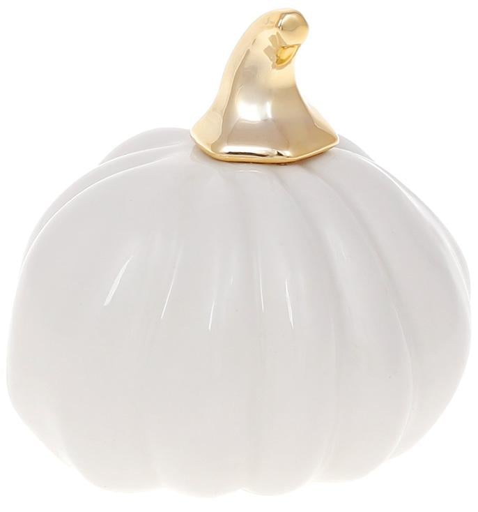Фарфоровая фигурка Тыковка 9,4х9х9,3 см Белый глянец с золотом (BD-727-417)